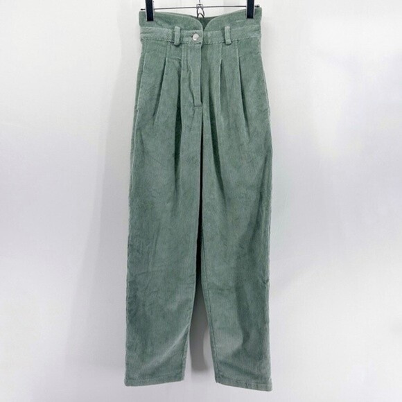 Revolve Song of Style Patricia Pants High Waisted Tapered Corduroy Green S - Picture 2 of 7